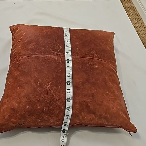 Red Leather Pottery Barn Pillow - Picture 5 of 7